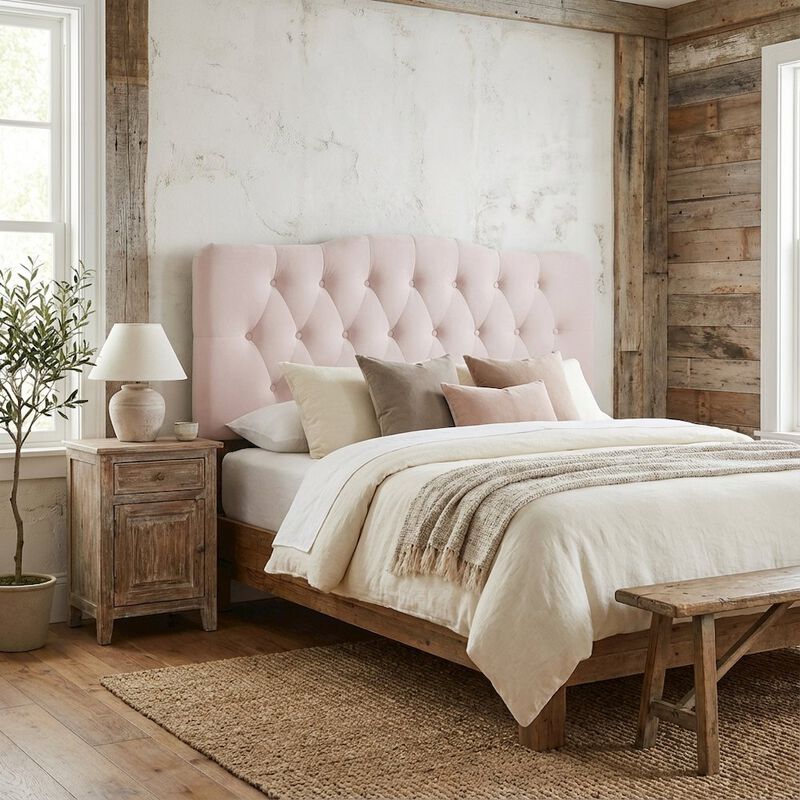 Diamond Tufted Velvet Queen Headboard with Performance Fabric and Plush Padding image number 2