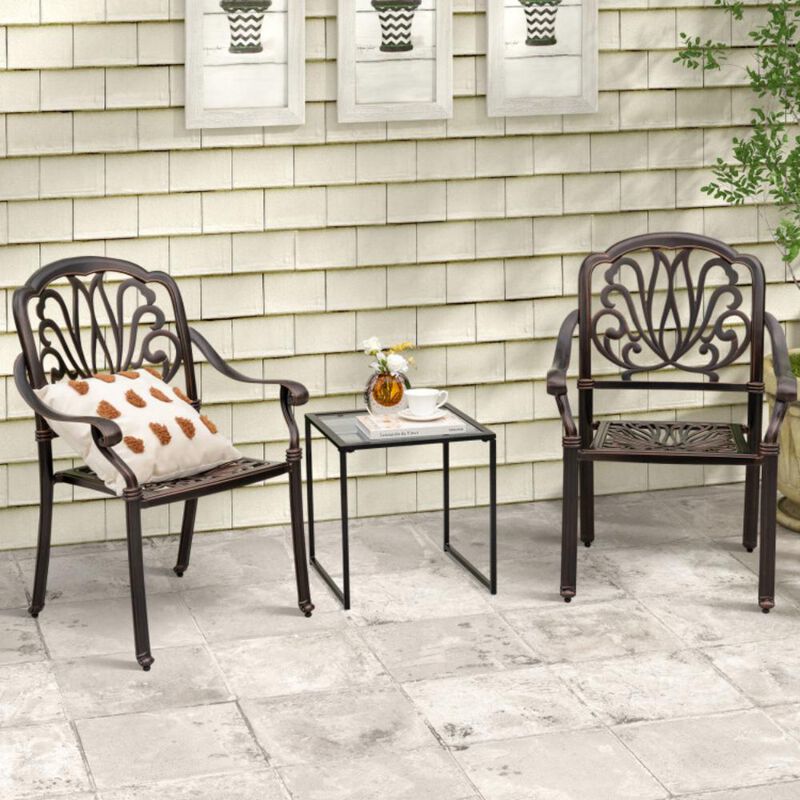 Hivvago Tempered Glass Side Table with Metal Frame for Indoor and Outdoor