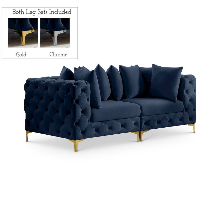Meridian Furniture Tremblay Navy Velvet Modular Sofa