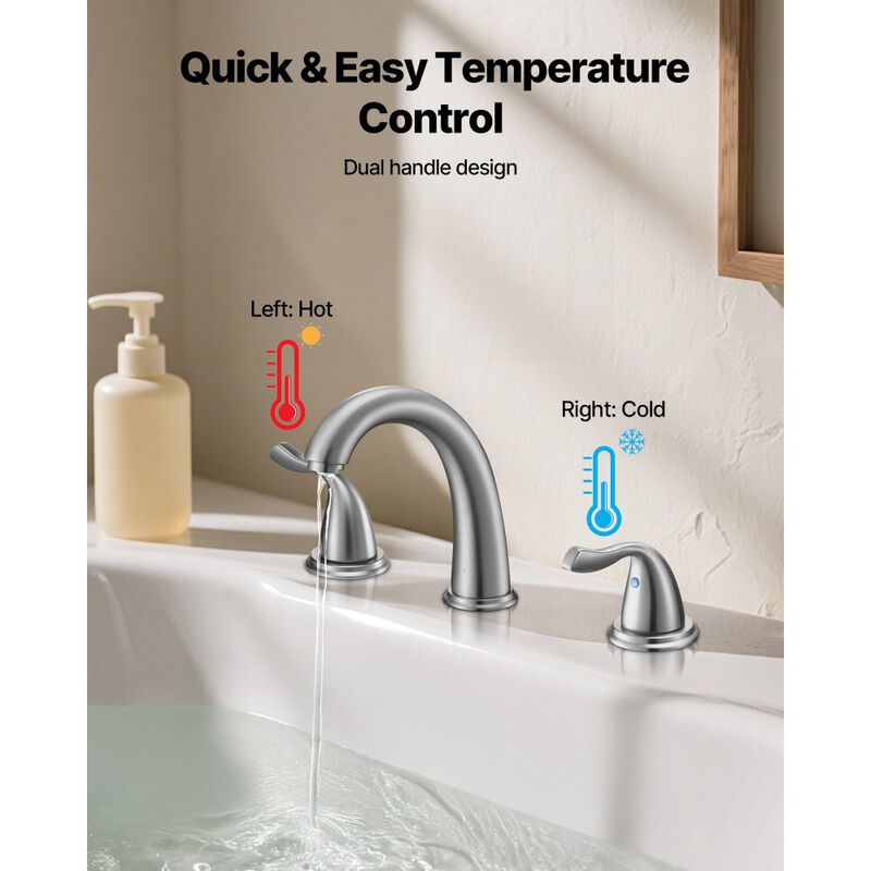 Deck Mount Roman Tub Faucet 3-Hole Waterfall Faucet with High Arc Gooseneck Spout-Brushed Nickel image number 3