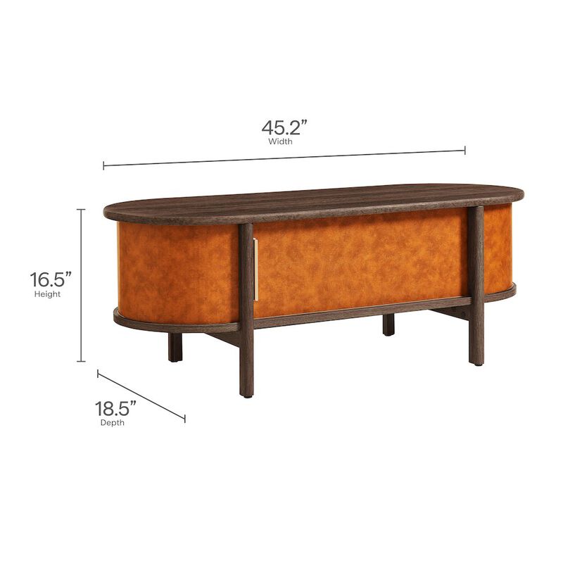 Coralie Curved Vegan Leather Oval Coffee Table image number 2