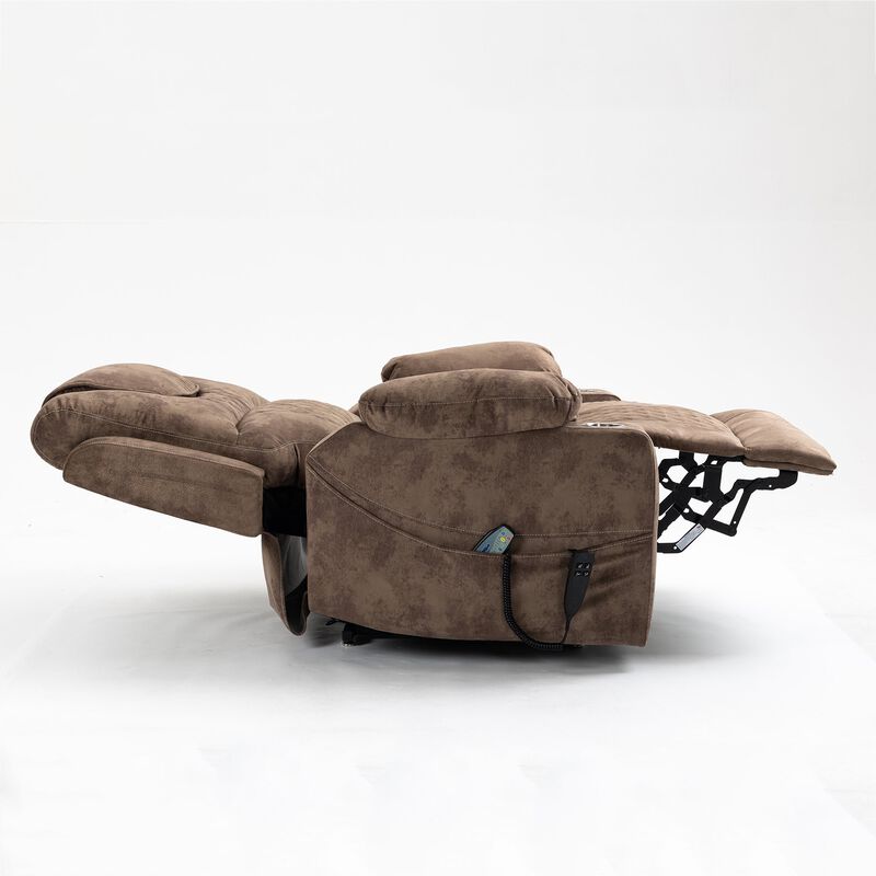 Leather Recliner Chair with 2 Cup Holder, Lounge Chair Power Lift Chair Relax Sofa Chair image number 7