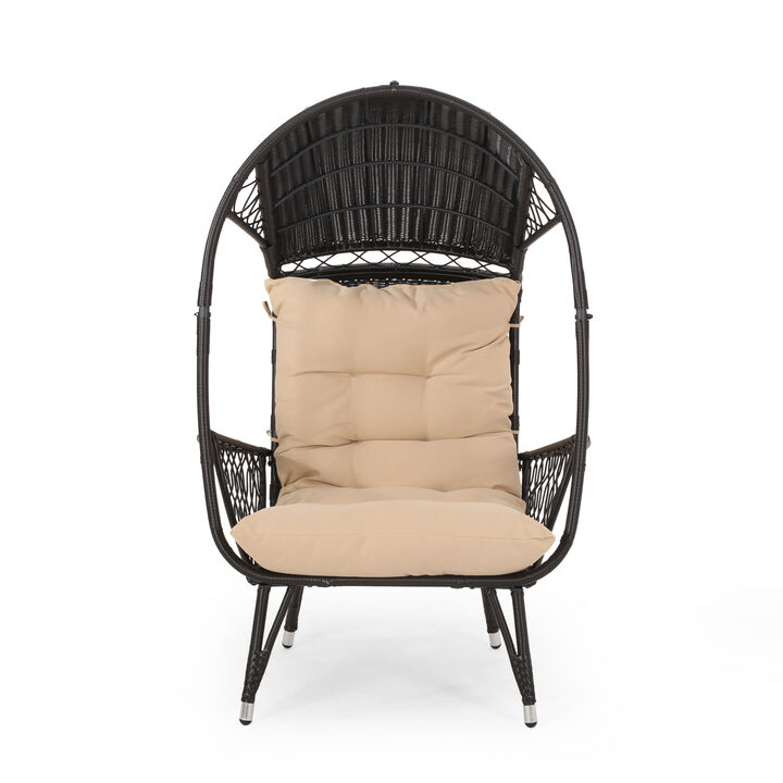 Merax Outdoor Wicker Standing Basket Chair with Cushion