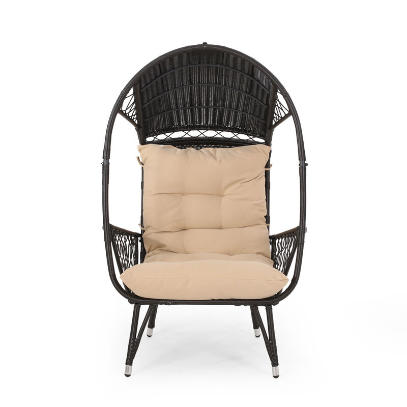 Merax Outdoor Wicker Standing Basket Chair with Cushion