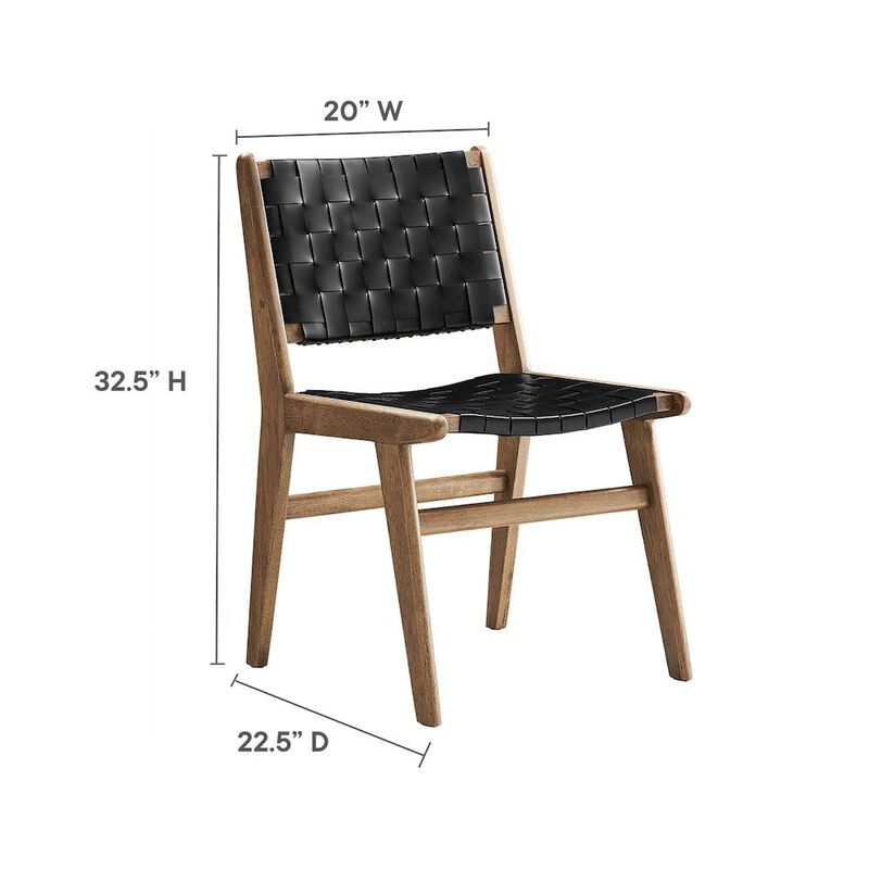 Saoirse Leather Wood Dining Side Chair Set of 2 image number 1