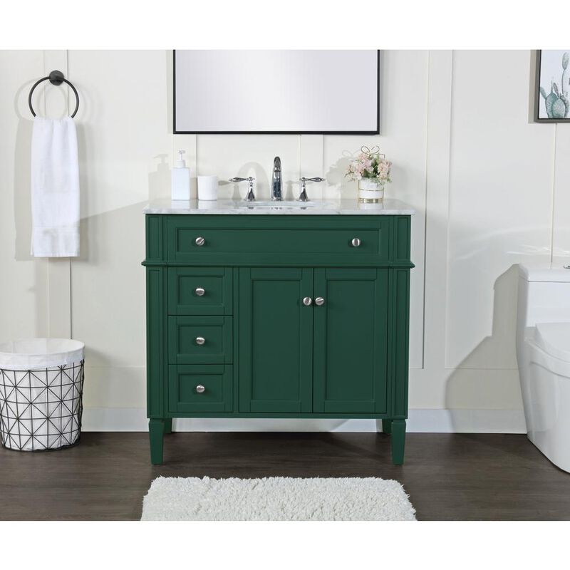Elegant Kitchen and Bath 36 inch Single bathroom vanity in green