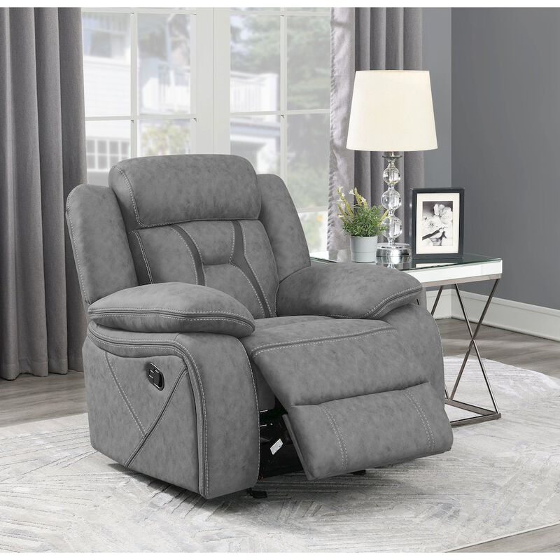 Coaster Co. of America Higgins Upholstered Glider Recliner Chair Grey image number 5