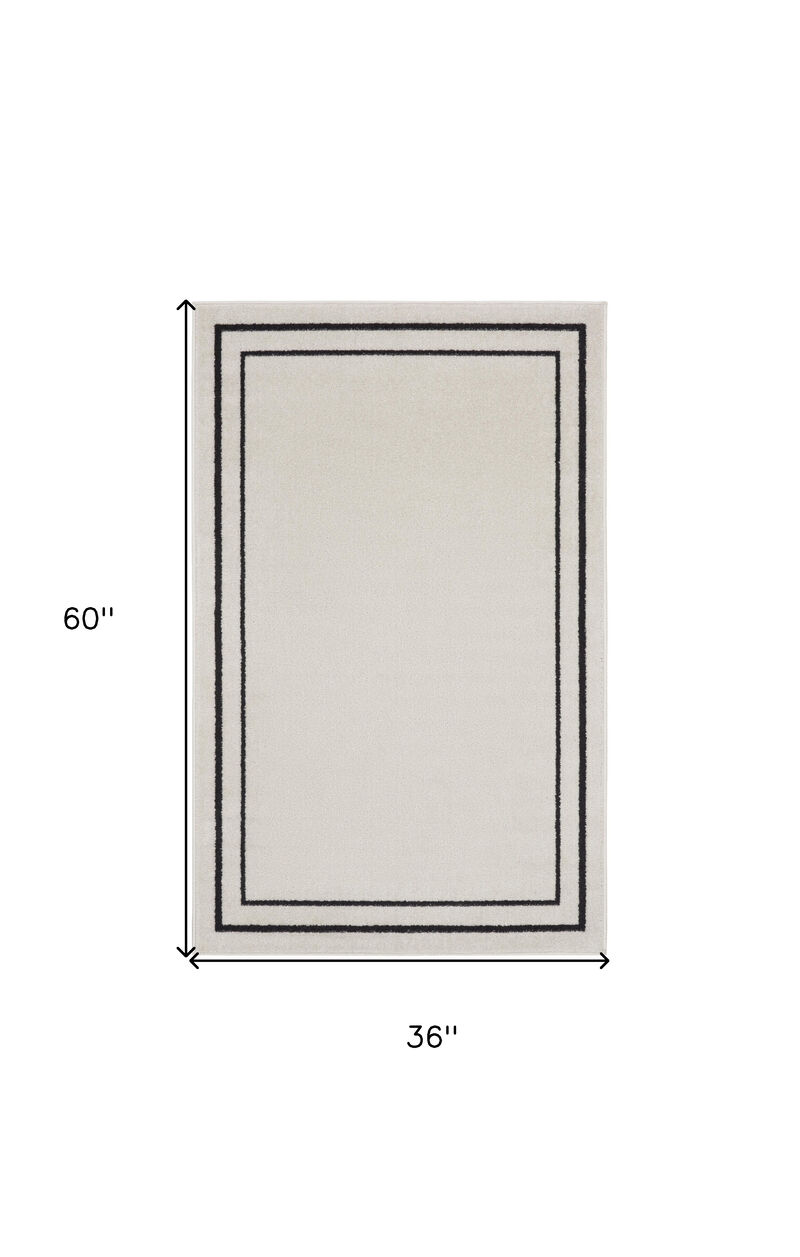 HomeRoots 3' X 5' Ivory And Black Indoor Outdoor Area Rug image number 4