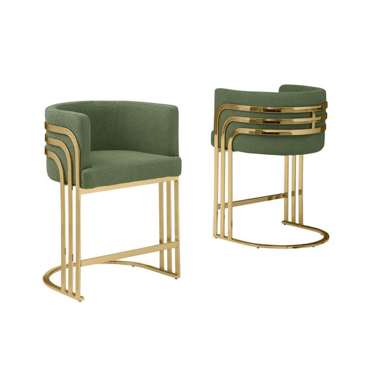 Best Quality Furniture Best Quality furniture Green  with gold counter height, Set of two