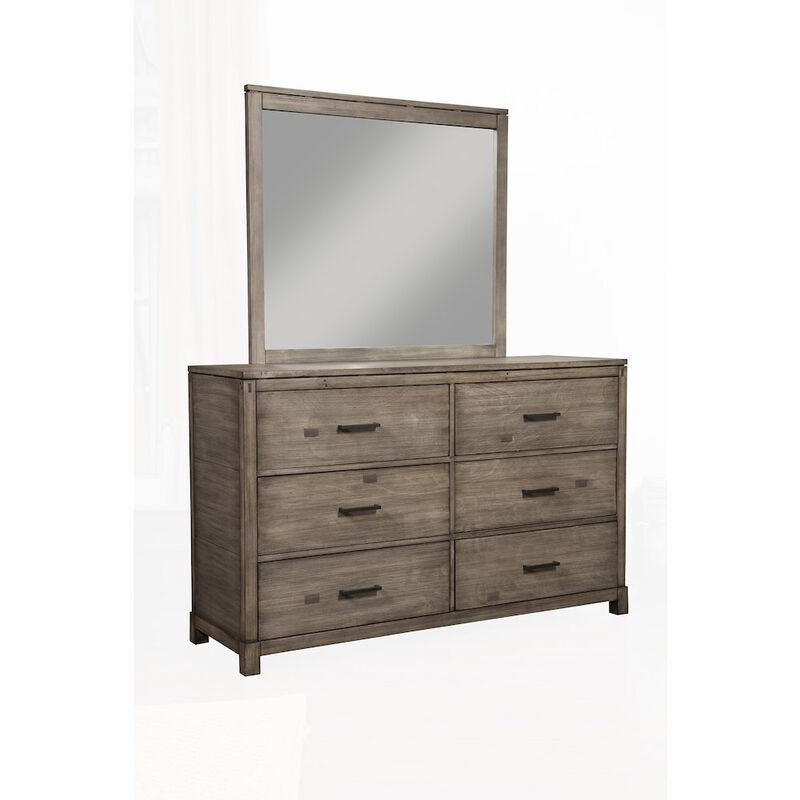 Alpine Furniture Sydney 6 Drawer Dresser, Weathered Grey