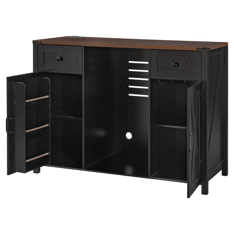 Jiljun Farmhouse Wine Bar Sideboard Cabinet image number 8