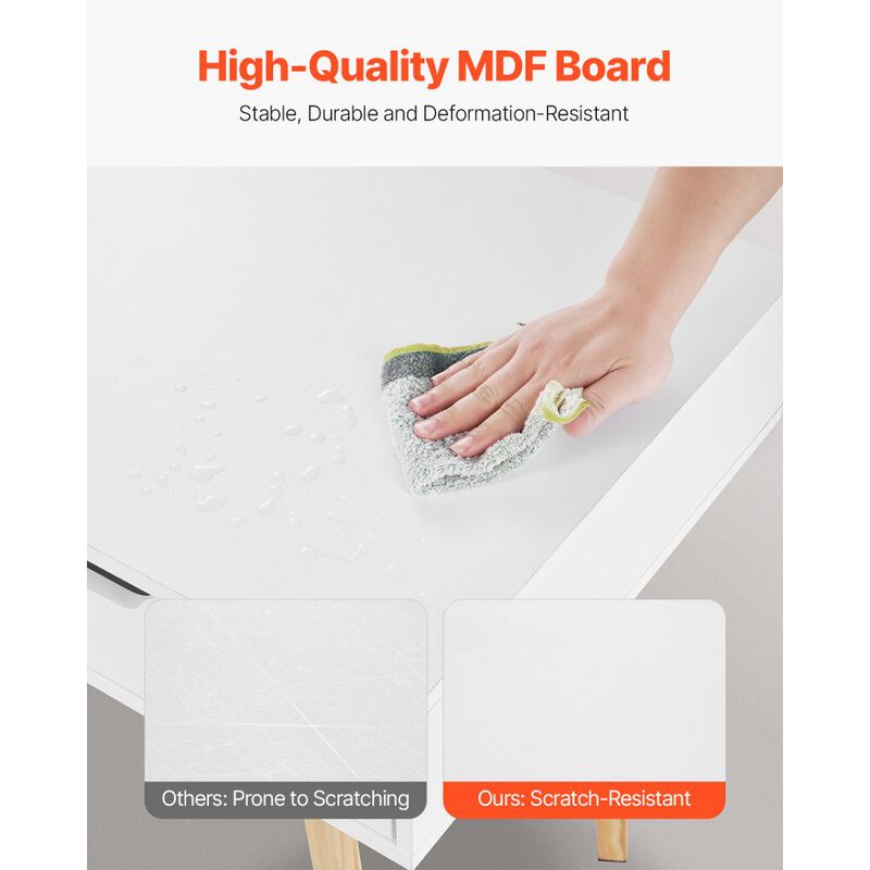 Compact Study Desk with Drawers Wooden Writing Table for Kids Bedroom-White image number 6