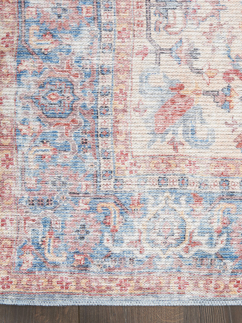 Machine Washable Series 1 SR104 Blue/Multicolor 2' x 6' Rug