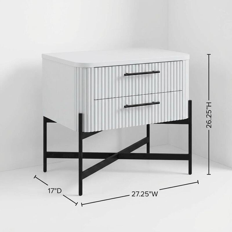 White Transitional Bedroom Nightstand with Sleek Design and Durable Construction image number 5