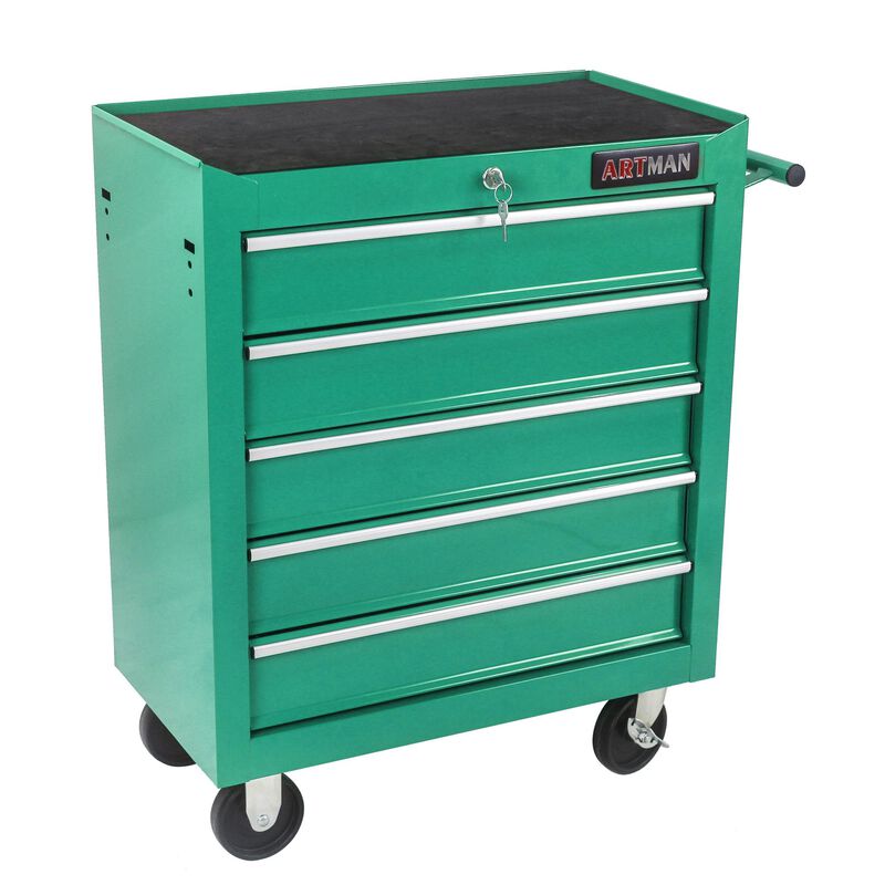 5-Drawer Multifunctional Tool Cart with Wheels for Mobile Garage & Workshop Storage