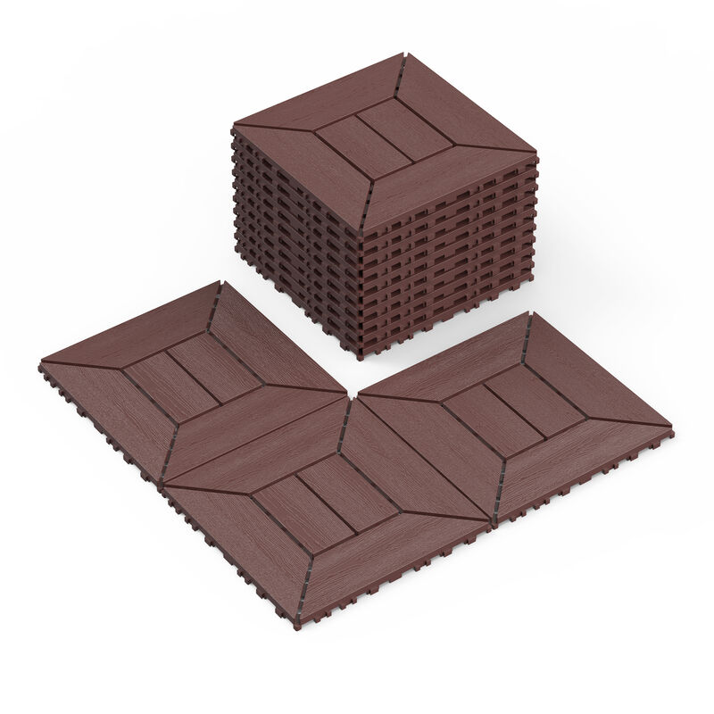 44 Pcs Plastic Interlocking Patio Deck Tiles, Anti-Slip Waterproof Outdoor Flooring Decor, Floor Decking for Balcony, Backyard, Garden image number 0