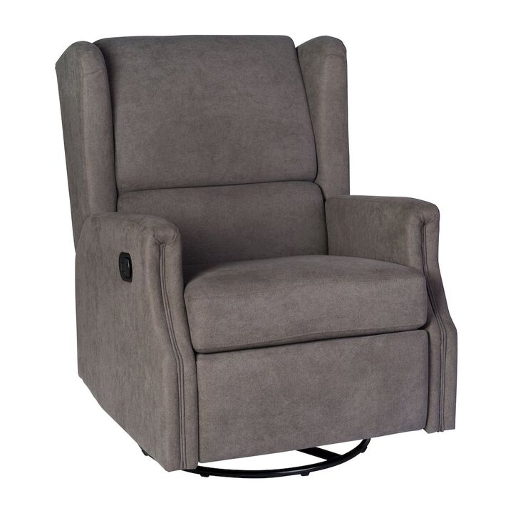 Flash Furniture Wingback Manual Reclining Glider Swivel Chair, Dark Gray
