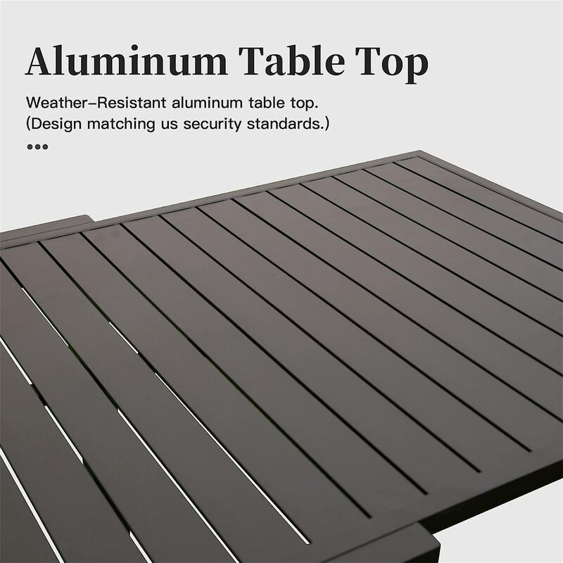 CLIHOME Outdoor Patio Large Expandable 53"- 106" Dining Table, Adjustable Metal Aluminum 6-8 Person Rectangular Table image number 3