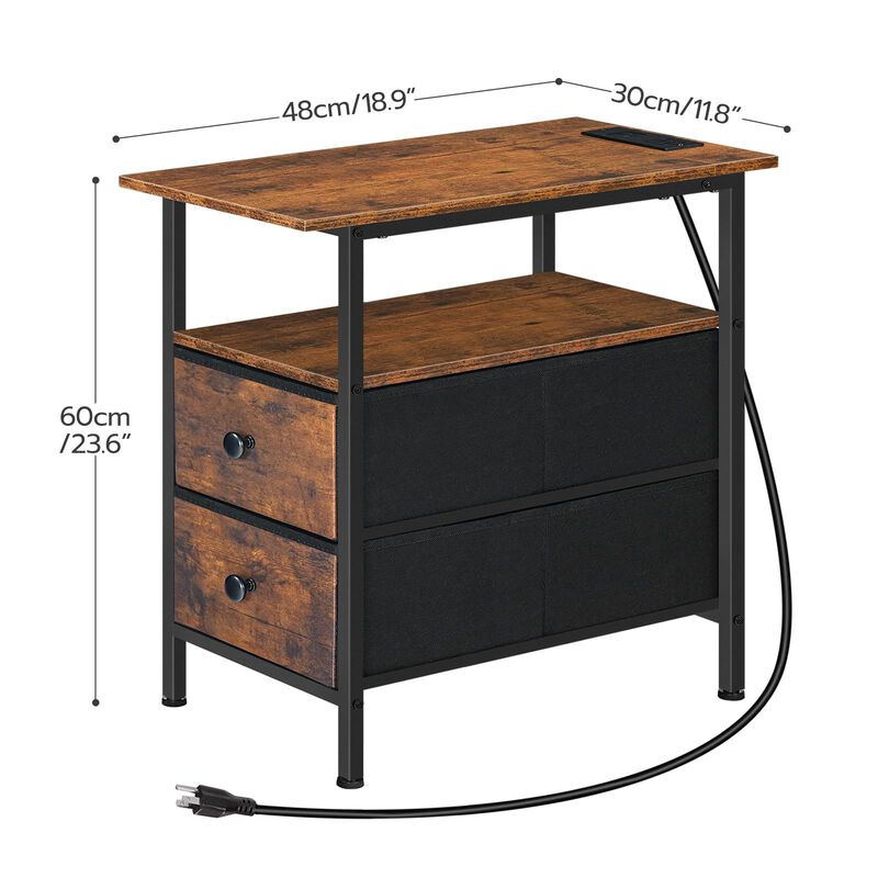 Set of 2 Side Tables with Charging Station, End Tables with Power Outlet image number 2