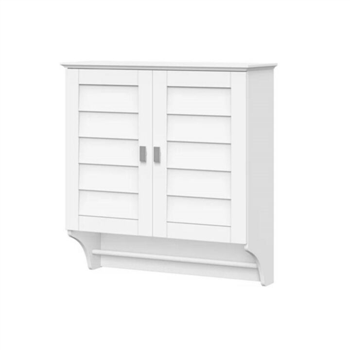Modern Wall Mounted Medicine Cabinet with Louvered Doors & Towel Rack
