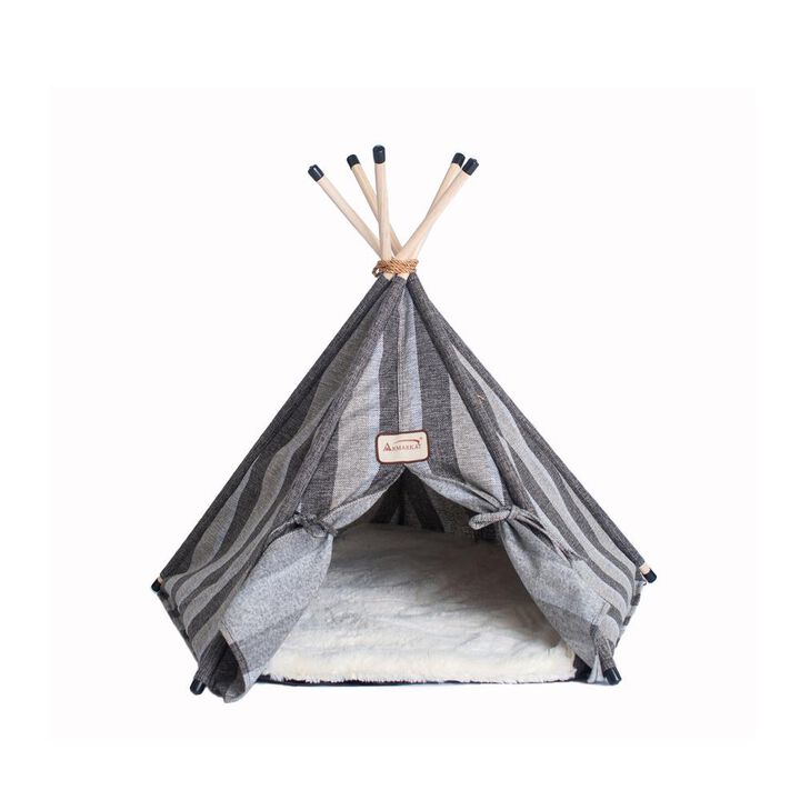 Armarkat Cat Bed, Teepee Style With Striped Pattern