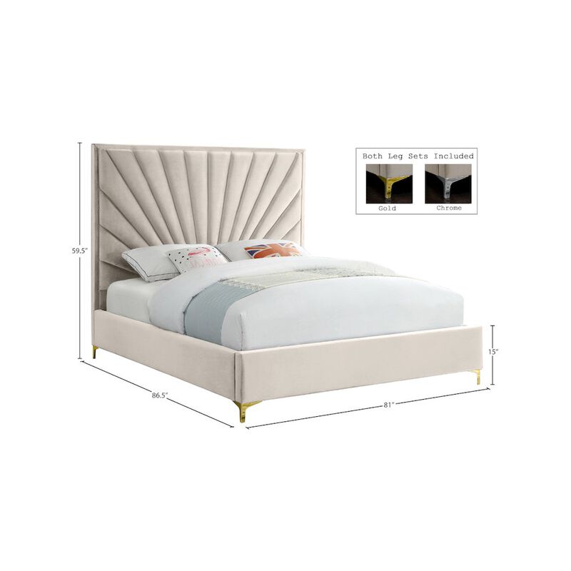 Meridian Furniture Eclipse Cream Velvet King Bed