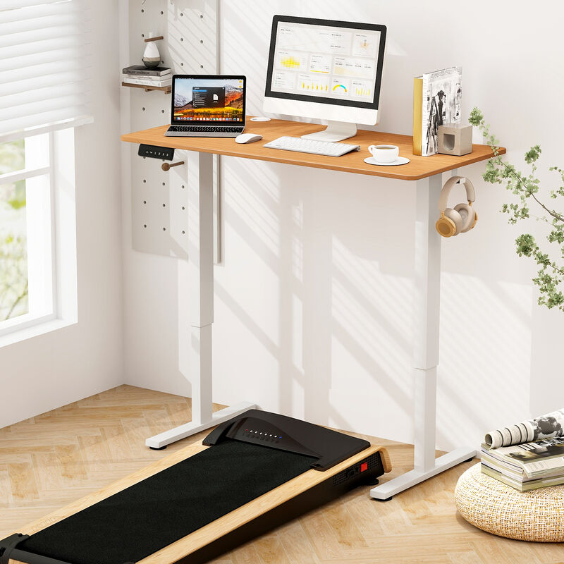 Adjustable Electric Standing Desk with 3 Memory Height Settings, Cable Management, and Hooks