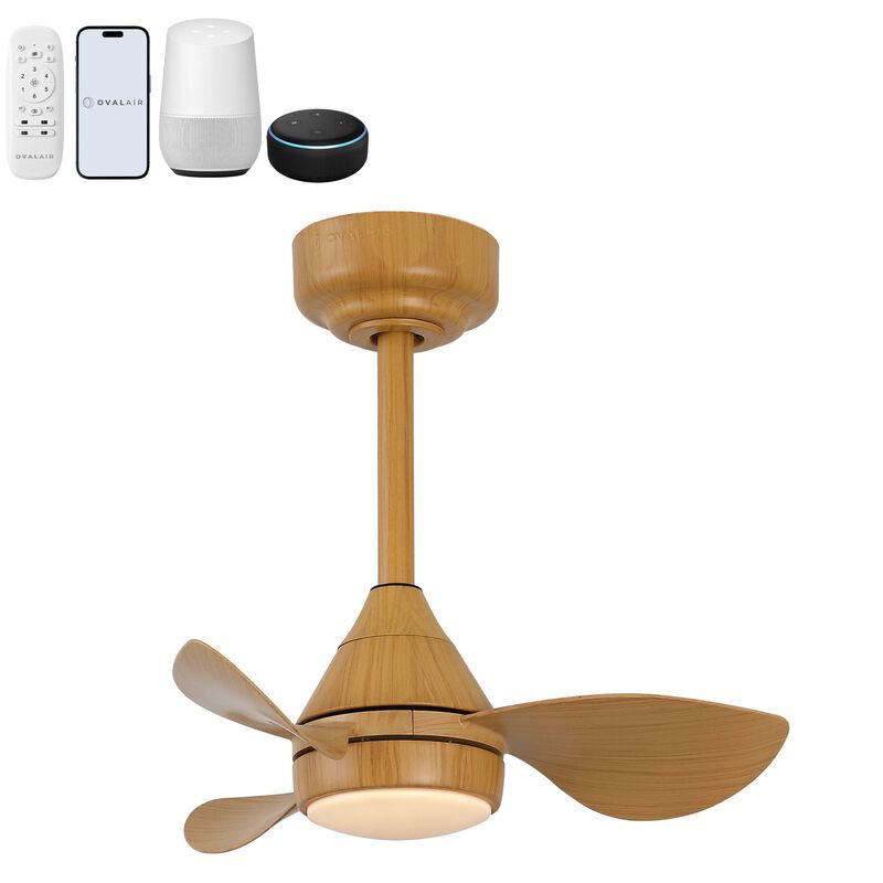 Albini 22" Contemporary Minimalist 6-Speed Metal Mobile-App/Remote-Controlled Dimmable Smart Integrated LED Ceiling Fan