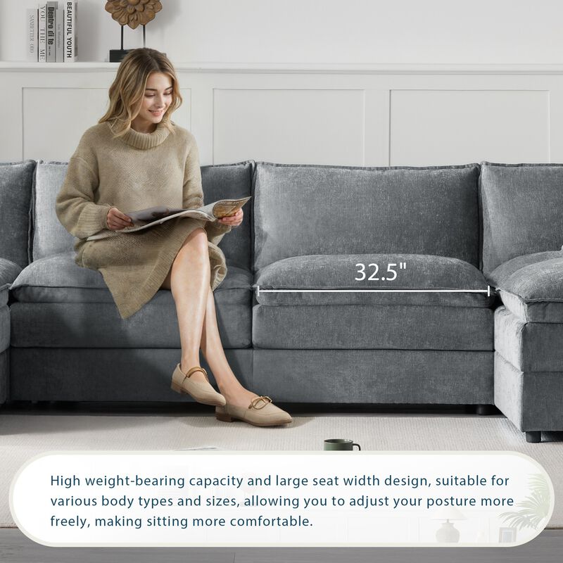 Fincep U-Shaped Modular Cloud Sectional Sofa image number 3