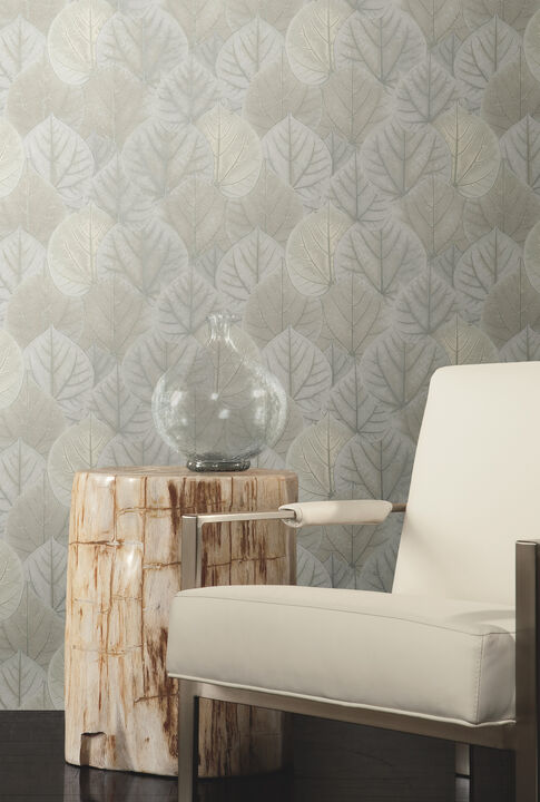 Leaf Concerto Grey Wallpaper