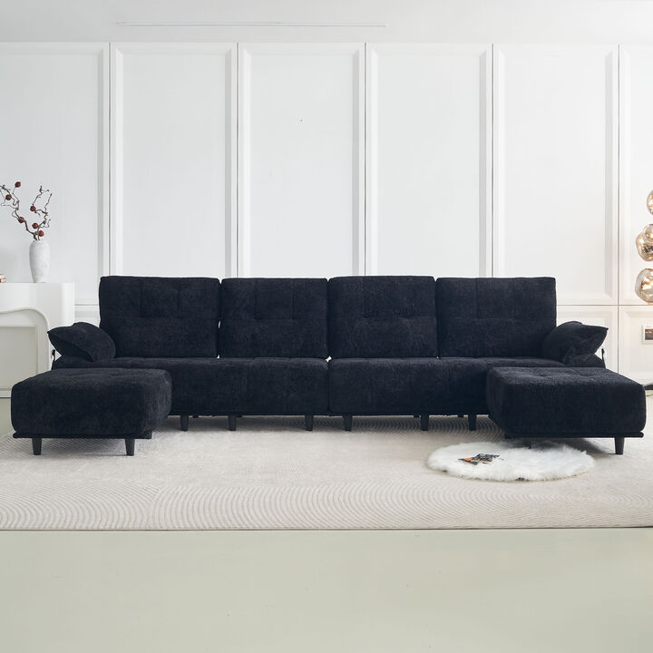 Vindhu 141.73'' Chenille Upholstery Material Modular Sofa