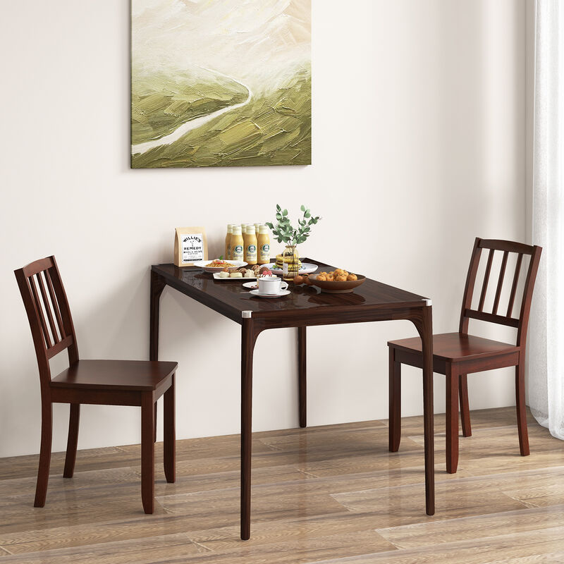 Wood Dining Chair Set of 2 with Rubber Wood Legs image number 1