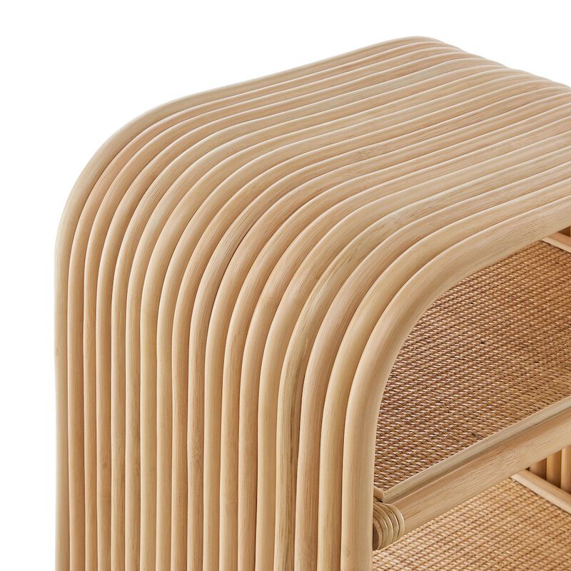 Eve Curved Natural Rattan Side Table image number 6