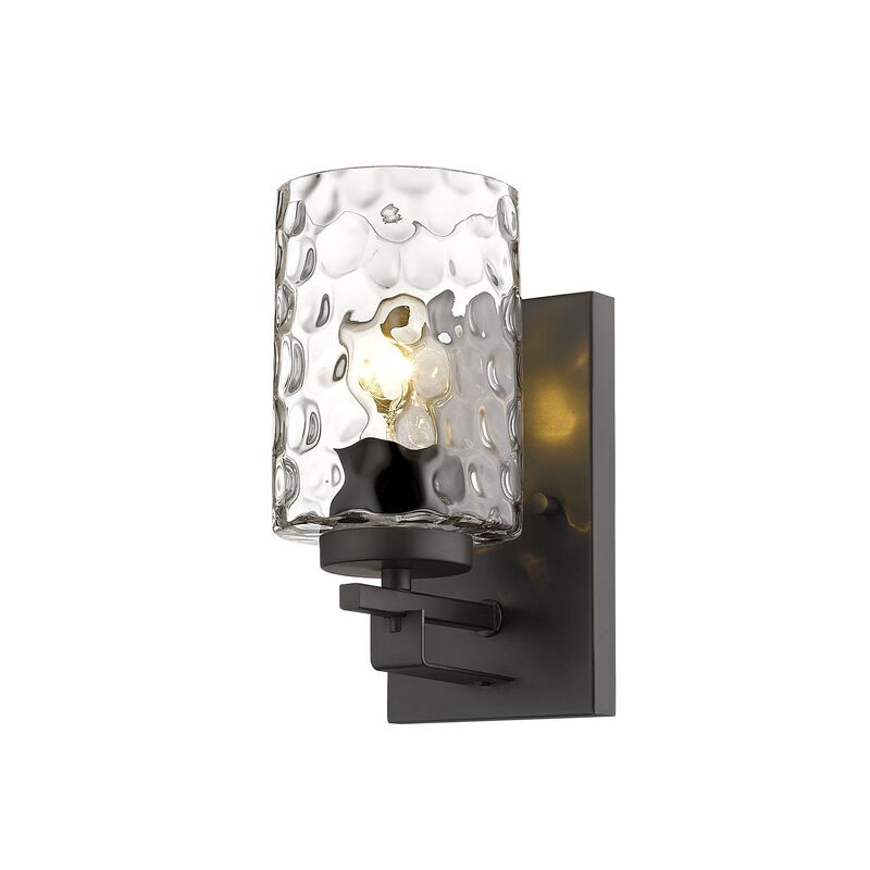 Hivvago Bronze Metal and Pebbled Glass Wall Sconce