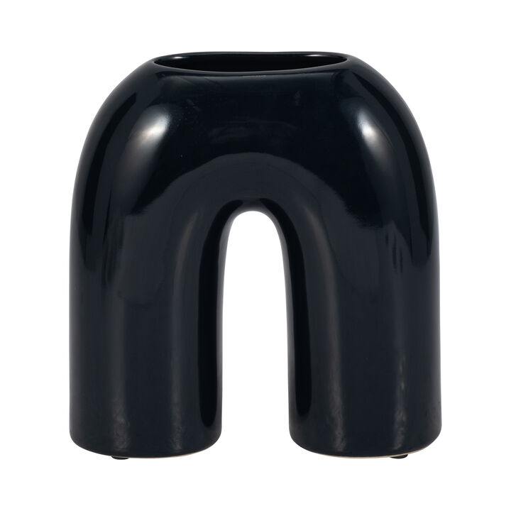 8" Horseshoe Vase, Navy Blue