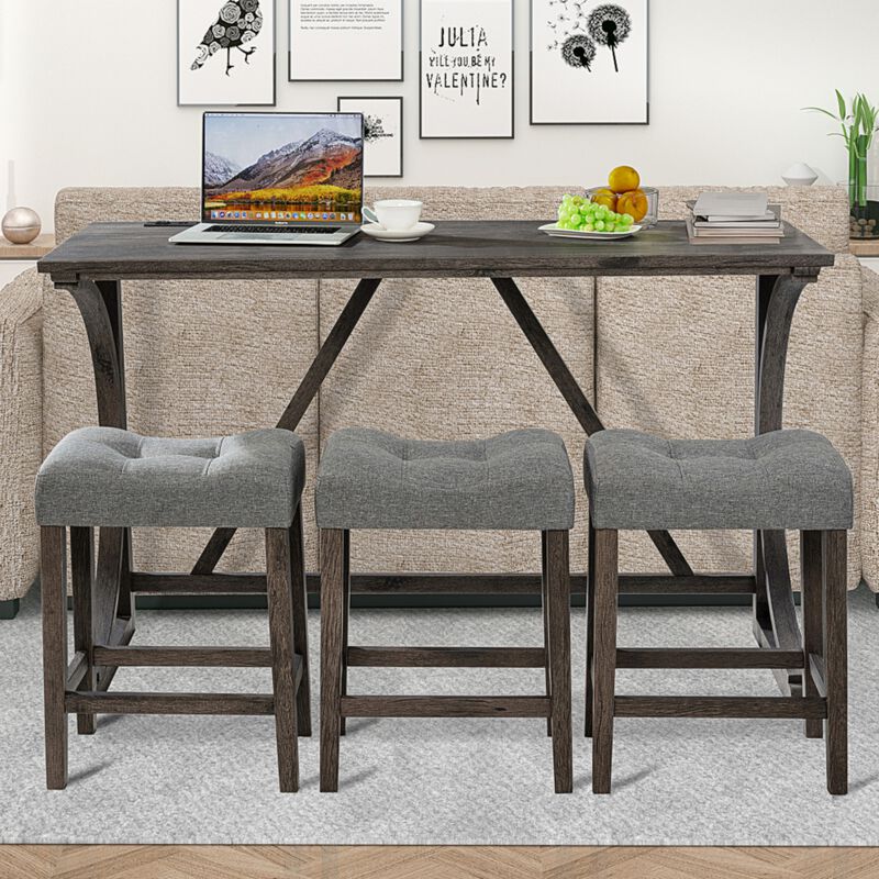 Bunkja Farmhouse Counter‑Height Bar Dining Set image number 1