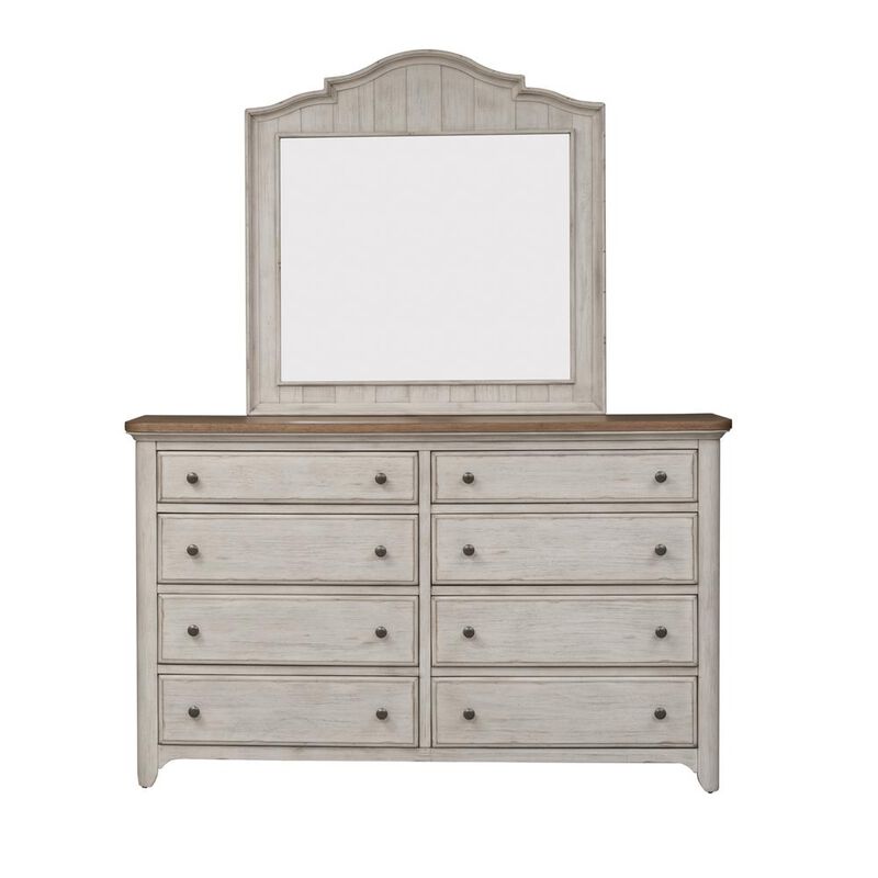 Liberty Furniture Farmhouse Reimagined Mirror in Antique White w/ Chestnut Top image number 2