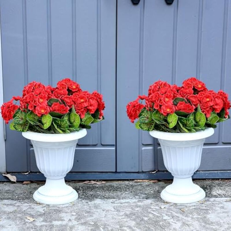 Red Artificial Geranium Flowers UV Resistant Garden Porch Decor image number 3