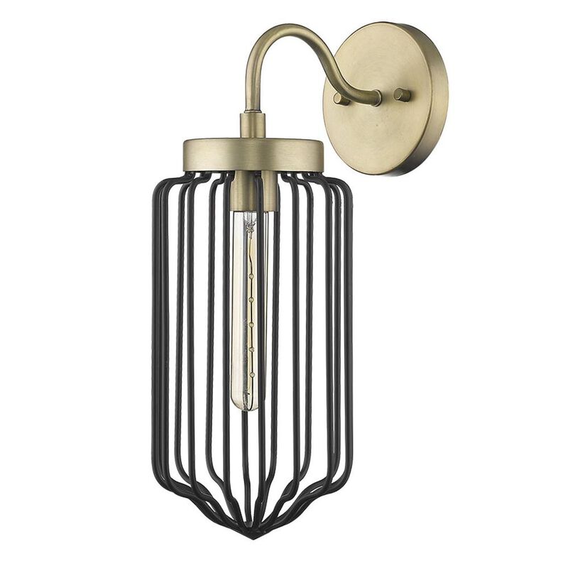 Hivvago Gold and Black Metal Cage Wall Sconce