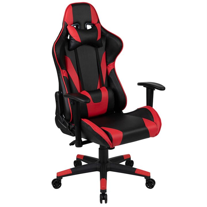 Flash Furniture Optis Black Gaming Desk and Red/Black Reclining Gaming Chair Set with Cup Holder, Headphone Hook, and Monitor/Smartphone Stand