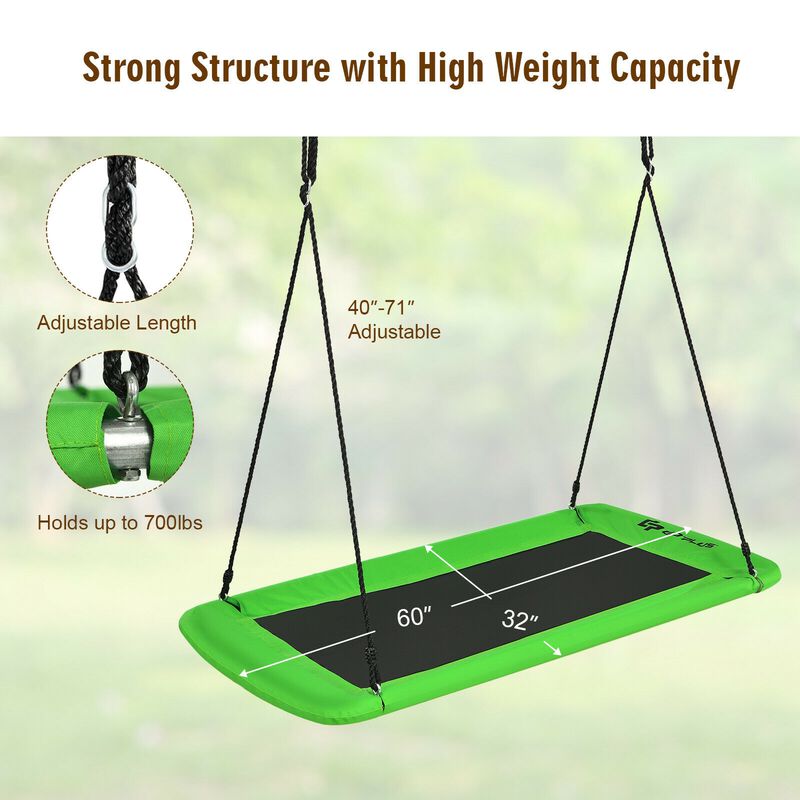 Outdoor Platform Swing Seat &ndash; Tree Hanging with 2 Strong Straps for Safety