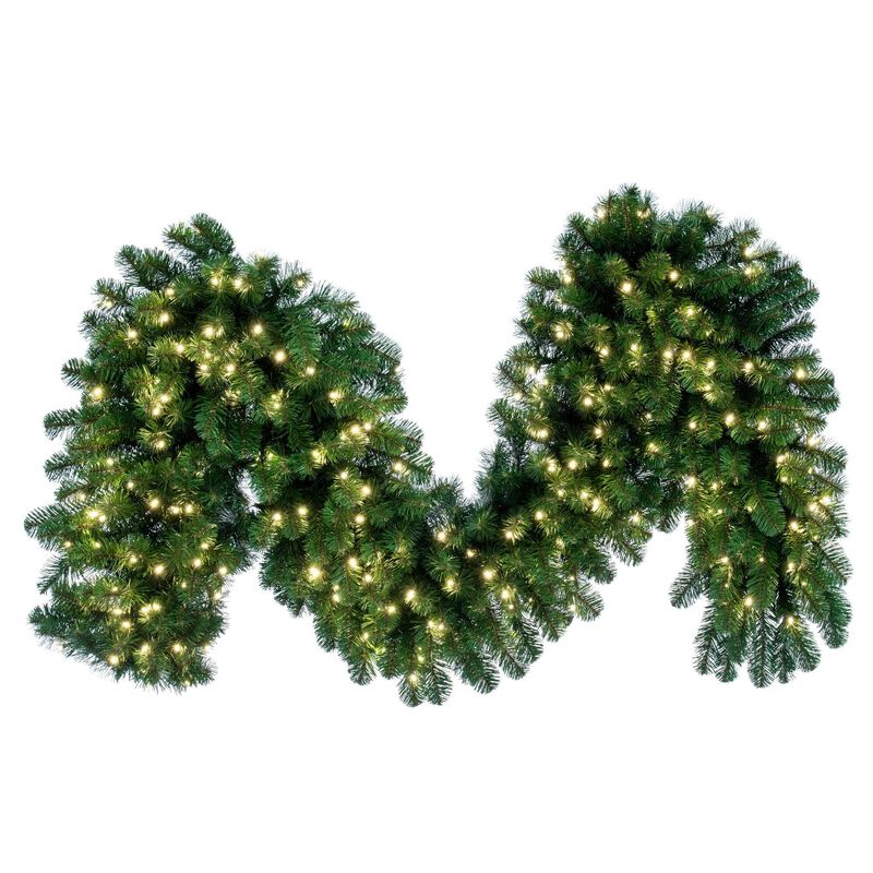 Vickerman 9' Grand Teton Artificial Christmas Garland, Warm White Single Mold Wide Angle LED Lights - Indoor/Outdoor Seasonal Home Decor image number 0