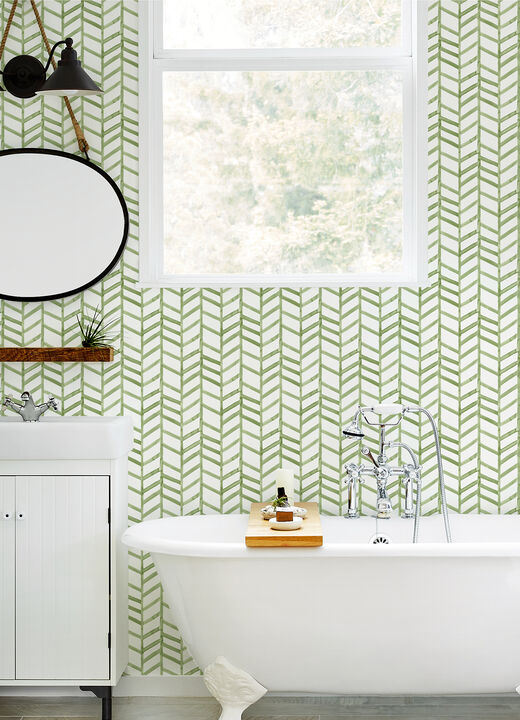 Fletching Green Geometric Wallpaper