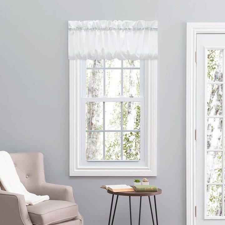 Ellis Stacey 1.5" Rod Pocket High Quality Fabric Solid Color Window Balloon Valance 60"x15" White
