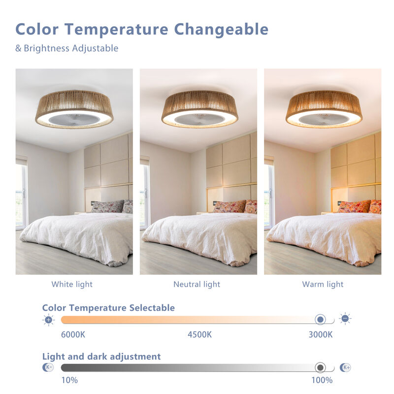 ELEMENT ACE Bohemian Braided Ceiling Fan Light with Silent Remote Control and Adjustable Color Temperature image number 7