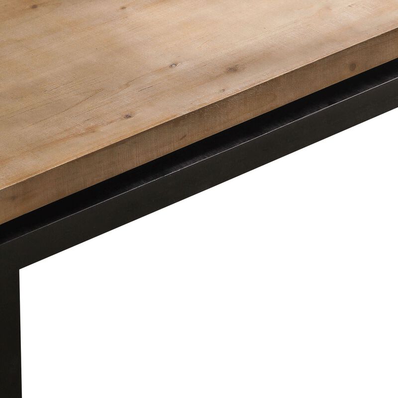 Rustic Farmhouse Rectangular Coffee Table with Floating Tabletop Design, Wooden Living Room Table image number 4
