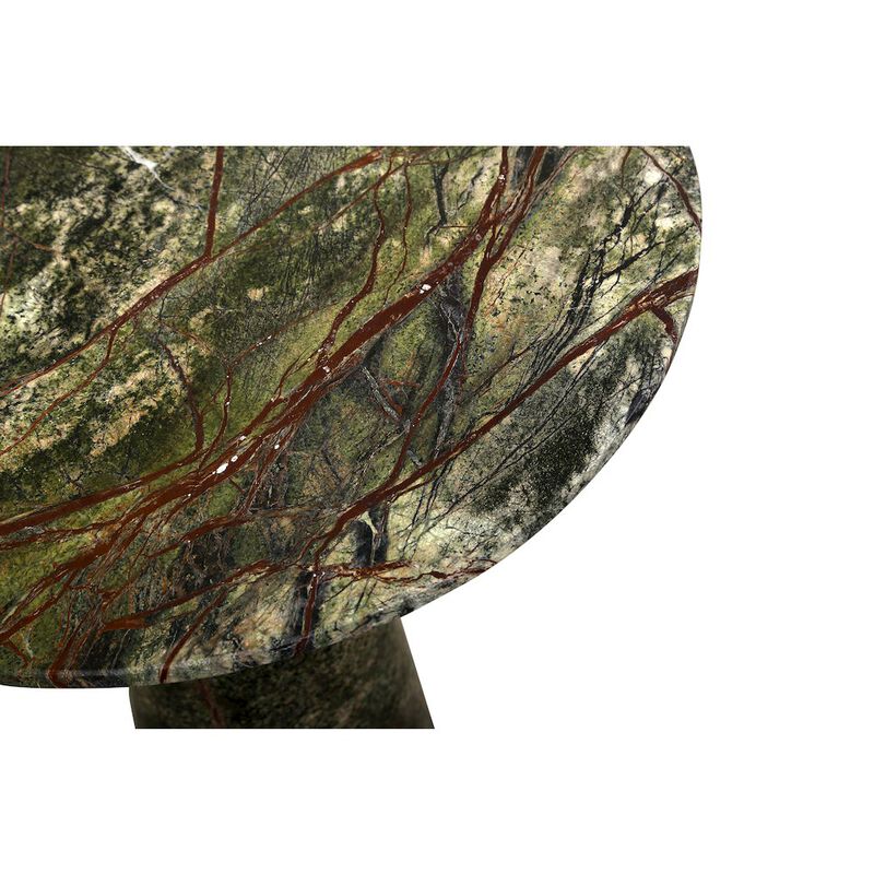 World Interiors Harbor 18 Tall Side Table in Green Bidasar Marble