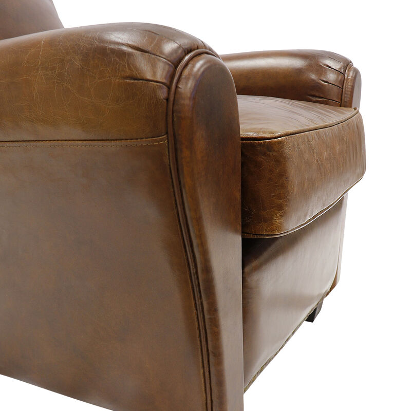 Pasargad Home Palermo Genuine Leather Modern Wing Chair image number 6