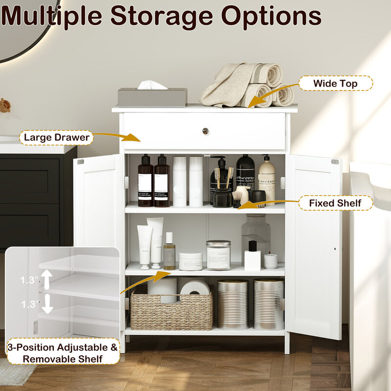 Bathroom Storage Cabinet with 2 Doors &ndash; Freestanding Floor Organizer