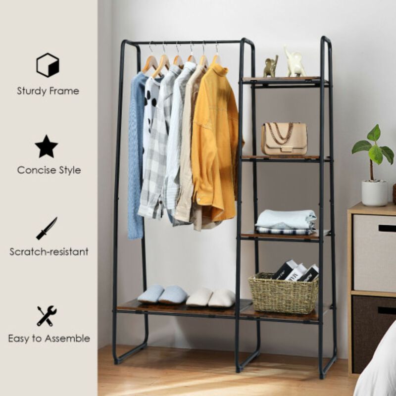 Clothes Rack Free Standing Storage Tower with Hanging Bar